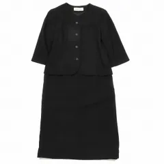 東京ソワール ペルル SOIR PERLE ブラックフォーマル 冠婚葬祭 七分袖 ワンピース スーツ ジャケット ドッキング ハーフ 膝丈 9 黒 ブラック/9▲B1 レディース
