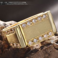 指輪 印台 メンズリング 幅広 18金 K18 18k ダイヤモンド イエローゴールド 日本製 刻印入り 鑑別書付き ごつい 太め 30代 40代 50代 プレゼント ギフト