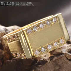 指輪 印台 メンズリング 幅広 18金 K18 18k ダイヤモンド イエローゴールド 日本製 刻印入り 鑑別書付き ごつい 太め 30代 40代 50代 プレゼント ギフト