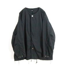 【美品】イシューシングス　ノーカラージャケット　パッカリング加工　オーバーサイズ 美品】イシューシングス ノーカラージャケット パッカリング加工