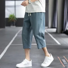 種類49：5XL/G：ギフトソックス メンズ ファッション 服 男性用 オシャレ シンプル 大人 かっこいい 大きいサイズ ストリート 紳士服 夏 コットンリネン クロップド パンツ 薄手 ワイド レッグ パンツ ゆったり リネン カジュアル 