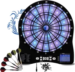 電子ダーツボードセット、LED自動採点発光電子ダーツセット、ソフトチップ電子ダーツボード、大人用、子供用、マルチプレイヤー、さまざまなゲーム会場用 purple