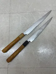 鐵剱良政作 本鍛造 薄刃包丁 鉄剱良政) 鎌型薄刃包丁 八寸 245mm 霞 紋鍛錬 水牛八角柄 白鞘