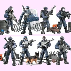 【ぴぴっと】 SWAT 特殊部隊チーム8体 プラスチック 模型 組み立て プラモデル 警察 兵士 ミリタリー 全8種類セット
