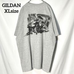 JEEP ジープ ALPINE アルパイン 企業ロゴ　自動車　4WD 両面プリント　オーバーサイズ　半袖Tシャツ　グレー XL US古着 【GILDAN】