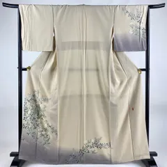 色無地の着物柿本市郎サンドベージュ 砂色 花柄飛び刺繍トール