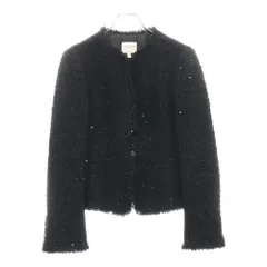 ARMANI COLLEZIONI (アルマーニ コレツィオーニ) KMG06T ノーカラーツイードジャケット スパンコール装飾 ブラック レディースのサムネイル