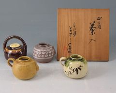 浅見与し三「四滴　茶入」 茶道具 茶器 四滴茶入 陶器 共箱