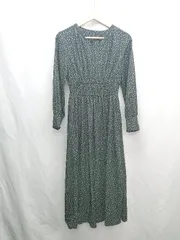 ◇ ⊇ N. Natural Beauty Basic ドット柄 長袖 ロング ワンピース サイズM ブラック系 レディース E  【1501230015714】