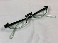 訳あり キズあり　レンズ無し 伊達 メガネ 度無し オーバル アンダーリム セル グリーン K146