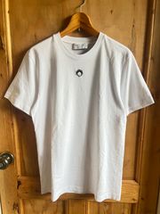 美品 MARINE SERRE / マリーン・セル オーガニックコットン ロゴTシャツ Sサイズ ワンポイントロゴ ホワイト USED