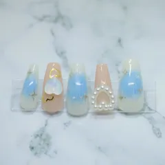 【オープン記念フォロアーさん10%OFF】ネイルチップオーダー ★量産型  ワンホンネイル ガーリーネイル 韓国 【PYN101-ゆめ】