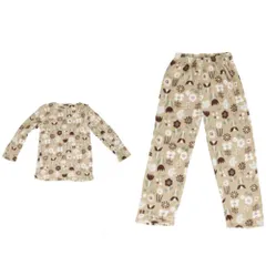 ☆ 北欧フラワー/ベージュ ☆ マイクロファイバー クルーネック セットアップ パジャマ レディース 長袖 ルームウェア 上下セット 部屋着 おしゃれ かわいい マイクロファイバー セットアップ クルーネック 女性 ズボン パンツ 冬 ナイトウェア