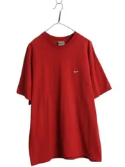 【お得なクーポン配布中!】 00s ナイキ スモール スウッシュ 刺繍 半袖 Tシャツ メンズ XL オールド コットン ワンポイント シンプル カットソー 大きいサイズ レッド