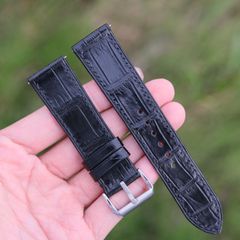 フラットタイプ　厚み約2mm 時計ベルト クロコダイル  ワニ革 時計バンド 本革 腕時計ベルト 交換ベルト 凹凸型 弓カン 特殊形状 9mm~29mm 交換用工具付
