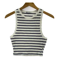 ZARA ザラ ボーダー クロップドタンクトップ sizeEUR M/ネイビー×ホワイト