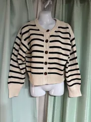 1406.GUミドルゲージクルーネックカーディガン(ボーダー) Mサイズ⭐︎