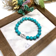 水晶&ターコイズ ブレスレット パワーストーン / メンズ レディース 男性 女性 幸運 浄化 開運 願望成就 魔よけ ハンドメイド ★