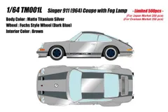 新品 Titan64 1/64 シンガー 911(964) クーペ マットチタニウムシルバー 完成品ミニカー TM001L [佐川急便]のサムネイル