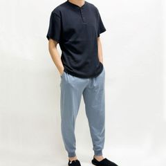 37）HANES  ヘインズ メンズ ラウンジウェアセット  Mサイズ  チャコール/ブルーのサムネイル