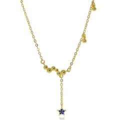 残り1点★揺れる星CZサファイアダイヤモンドネックレス Gold Plated レディース キュービックジルコニア シルバー925 ジュエリー プレゼント