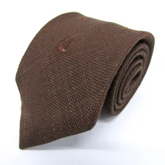 シャルル・ジョルダン ブランド ネクタイ ワンポイント ロゴ 格子柄 シルク PO メンズ ブラウン CHARLES JOURDAN 【中古】