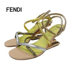 フェンディ FENDI ファースト サンダル 靴 シューズ レザー メタリックカラー ストラップ メタルヒール