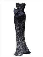 総スパンコールのグラデーションがオシャレなイブニングドレス　パーティードレス