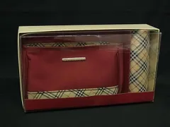 ■新品同様■ BURBERRY バーバリー ノバチェック キャンバス ポーチ マルチケース ハンカチーフ 2点セット ベージュ系 BK8070