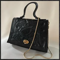 【お値下げ】カービングトライブス　ハンドバック　チェーン付きブラック 2025年最新】カービングトライブス チェーン バッグの人気