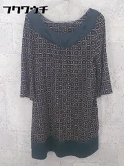 ◇ Ray BEAMS レイビームス 総柄 七分袖 ミニ チュニック ワンピース ネイビー ベージュ レディース 【中古】 【1002801066000】