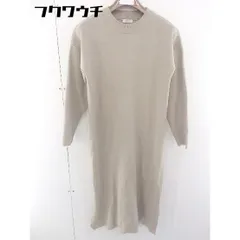 ◇ LOWRYS FARM スタンドカラー スリット ニット 長袖 膝下丈 ワンピース サイズ F ベージュ レディース  【1109220007932】
