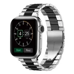 Apple Watch　ステンレス バンド シルバー × ブラック 腕時計 メタル ベルト ビジネス