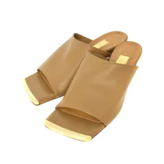 【中古】24SS GRISE4cmスクエアストレッチミュールサンダル フェイクレザー L 茶 キャメル ブラウン 24194820147810