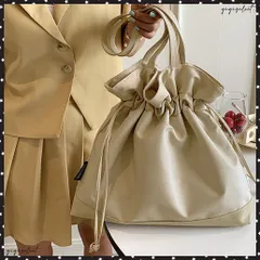  巾着バッグ ショルダーナイロンバッグ韓国ドローストリング 肩掛けカバン レディース ナイロン トートバッグ 軽量手提げバッグ 軽い鞄 通勤通学バッグ大人かわいい人気鞄 女性bag サブバッグおしゃれ マザーズバッグ軽量