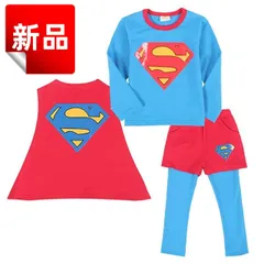 ✨新品✨スーパーマン コスプレ 衣装セット キッズ 子供用 長袖トップス マント付き ショートパンツ レギンス ハロウィン 仮装 ヒーロー なりきり 男の子 女の子 パーティー イベント 100cm 110cm 120cm 130cm コットン 綿 パジャマ