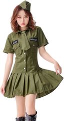 FUPUTWO 폴리스 할로윈 코스프레 밀리터리 레이디스 미니스카 경찰 부경(M)