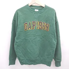 ◇ ⊇ GAP ギャップ ストリート系 長袖 丸首ロゴブランドトレーナー サイズXS グリーン系 メンズレディース E  【1507080000412】