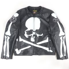 極美品□VANSON MASTERMIND バンソン マスターマインド 24AW MW24C13-BL100 BONE JKT CUSTOM 牛革 ライダースジャケット ブラック 42 USA製 メンズ