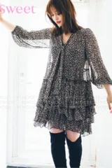 COCO DEAL｜小花柄プリーツティアードボリュームミニワンピース