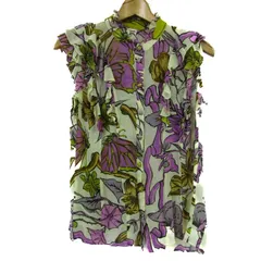 ダイアグラム ブラウス シャツ トップス ノースリーブ 花柄 フリル シルク グレースコンチネンタル レディース 36サイズ 黄×紫 Diagram 【中古】