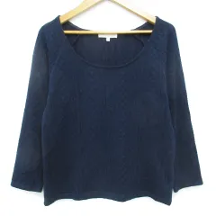 プロポーション ボディドレッシング PROPORTION BODY DRESSING ニット カットソー 長袖 Uネック ケーブル編み 3 紺 ネイビー /FF35のサムネイル