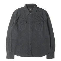 【新品同様】RRL ダブルアールエル シャツ グレー サイズ:M | 近年モデル | コンチョボタン付き カシミヤ ニット ウエスタン ボタンシャツ | ラルフローレン | トップス カジュアルシャツ 長袖【メンズ】【中古】