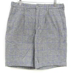 グローバルワーク ショートパンツ ボトムス ハーフ 千鳥格子柄 リネン混 メンズ Sサイズ グレー×青 GLOBAL WORK 【中古】
