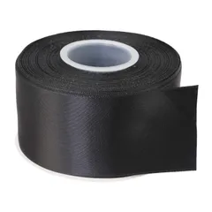 【迅速発送】ITIsparkle 両面サテンリボン 幅50mm×22M巻 手芸 服飾 ラッピング ちょう結び リボン #030-ブラック