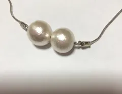 eri様　1285シルバーチェーンと 大きな12ミリ　本物コットンパール２個使用の羽織紐