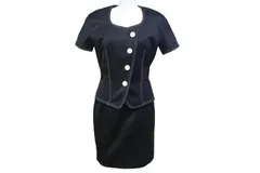 極美品 Mademoi selle Dior マドモアゼルディオール セットアップ ジャケット スカート コットン ブラック ホワイト サイズM 中古 4b001821