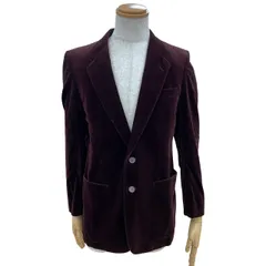 美品　イヴサンローラン　テーラードジャケット　ベロア　ボルドー　M YSL イヴ・サンローラン フラワー 金ボタン ベロア テーラード