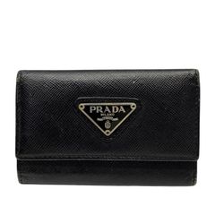 PRADA プラダ M222A 6連 キーケース コンパクト トライアングルロゴ レザー ブラック 黒