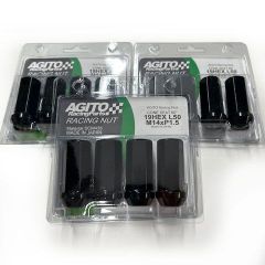 クロモリ M14 P1.5 レーシングナット 12個（4個入ｘ3パック） アギトレーシング製 ブラック